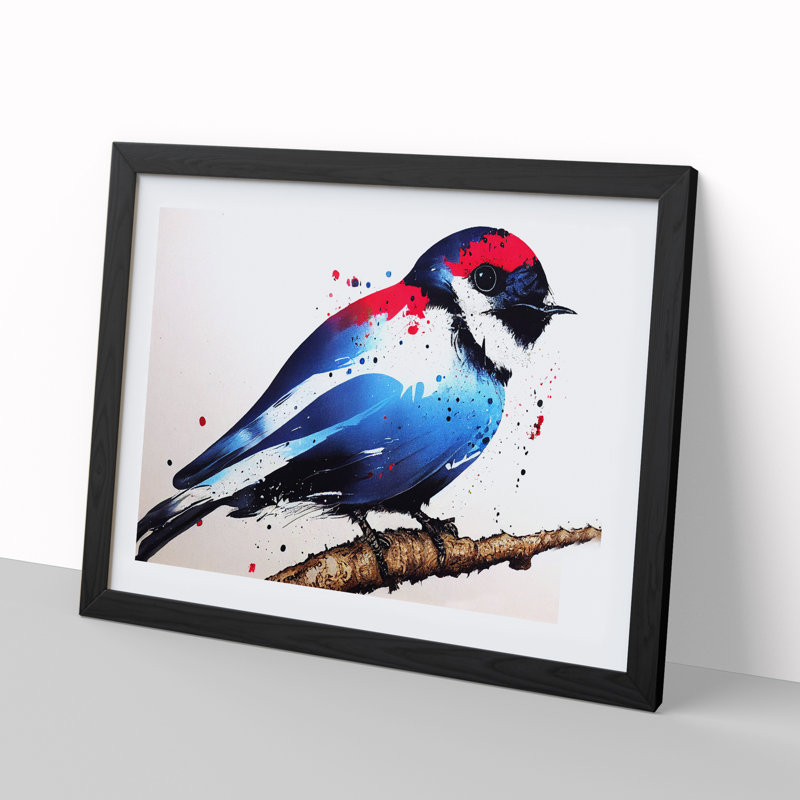 Swallow Bird Splash Vol.3 Abstract - Single Picture Frame Print, 25cm H x 34cm W x 2cm D, Black Framed