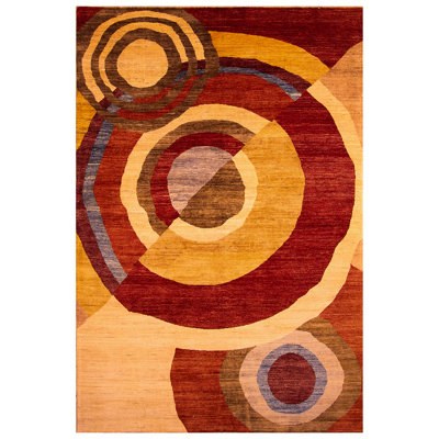 Tapis beige / rouge noué à la main de haute qualité