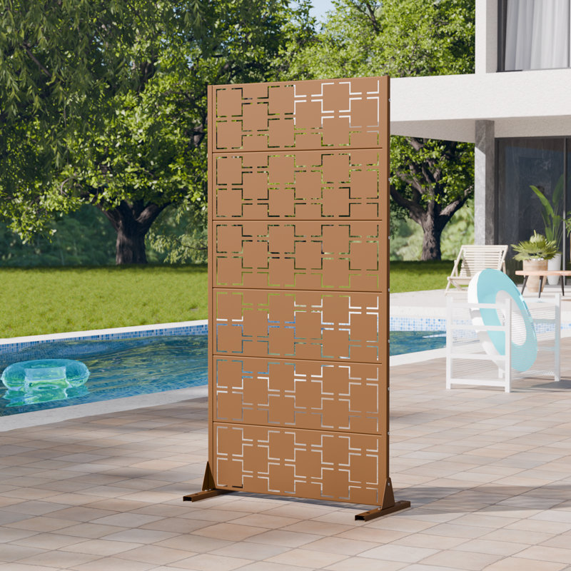 Écrans d'intimité d'extérieur en métal Wild 72 x 35,5 pouces, Brun, H 72 po x l 35,5 po x P 16 po