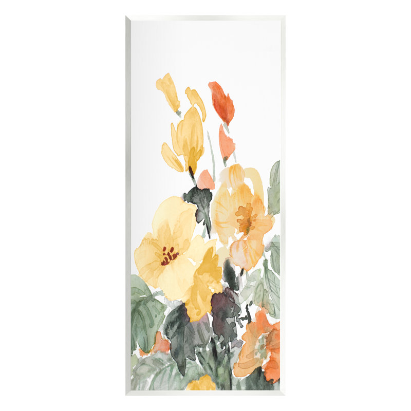 «Yellow Spring Blooms On Wood» par Lanie Loreth, reproduction, H 17 po x l 7 po x P 0,5 po, Plaque murale