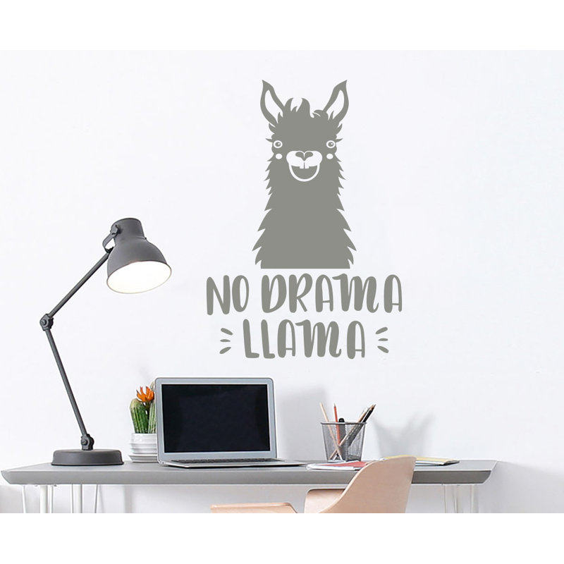 Décalcomanie murale de chambre de bébé llama, Argent/Gris