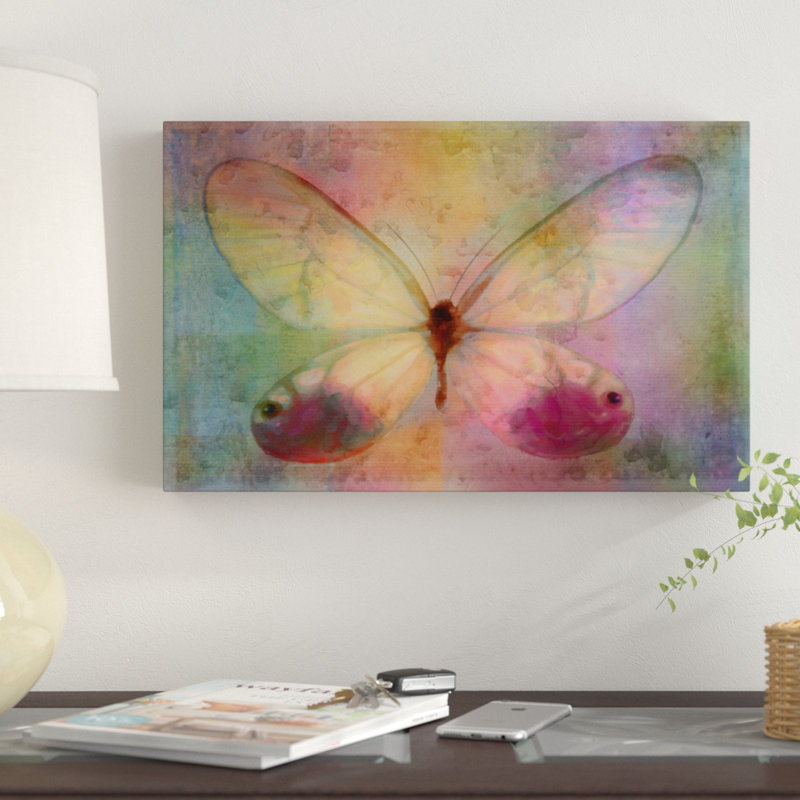 «Yellow Butterfly Watercolor» par Cora Niele, reproduction d'art graphique sur toile, H 12 po x l 19 po