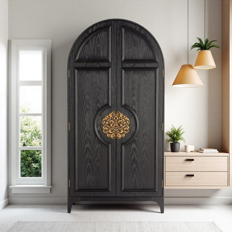 American-style Simple Black Wardrobe