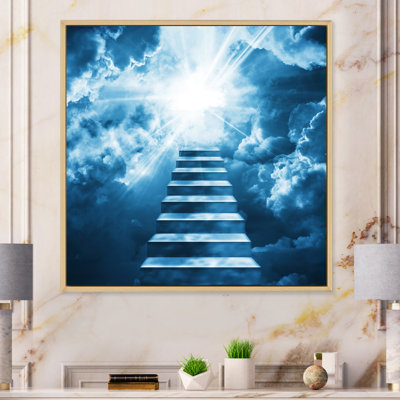 " Religious Surreal Stairs To Heaven " Painting Print