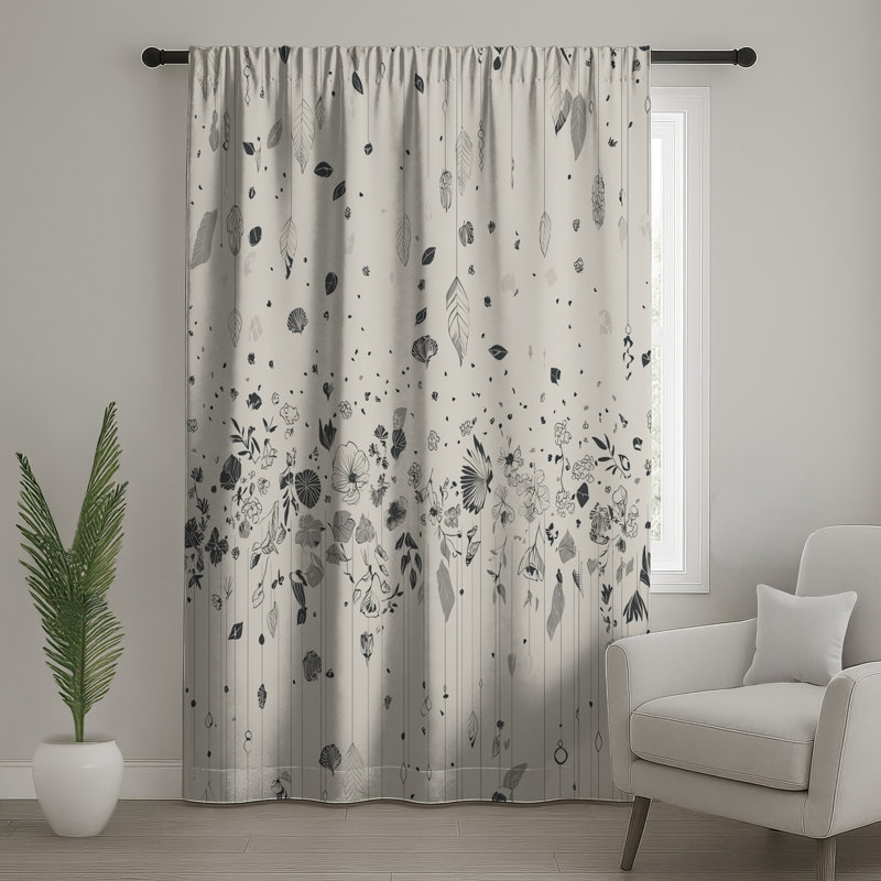 Rideaux floraux, voilages et voilages à motif floral - 1 panneau, 50" x 92" - 1 Panel, Blocage