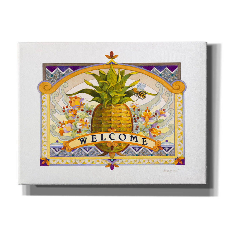 «Welcome Pineapple» par David Galchutt, art mural sur toile, H 12 po x l 16 po