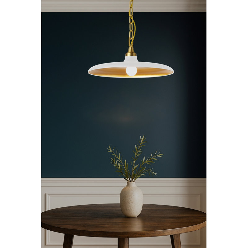 Dillsboro 1 - Light Pendant, 7" H x 18" W x 18" D, Matte White, Aged Brass