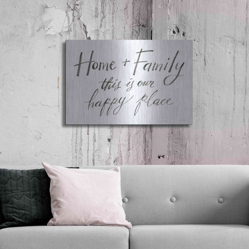 «Home + Family I» par Cindy Jacobs, art mural en métal, H 24 po x l 36 po