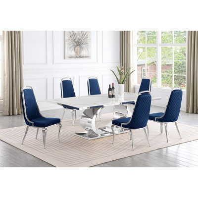Bankston Marble Top Pedestal Dining Set