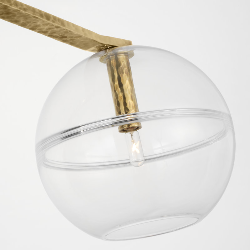 Sean Lavin Lowing Medium Wide 2-light Chandelier in Polished Antique Brass with Clear Glass shade