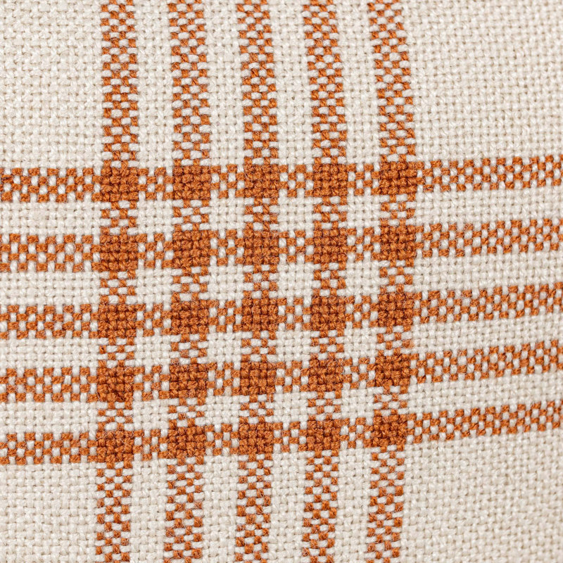 18x18 Inch Rust Plaid Outdoor Throw Pillow with Tassels