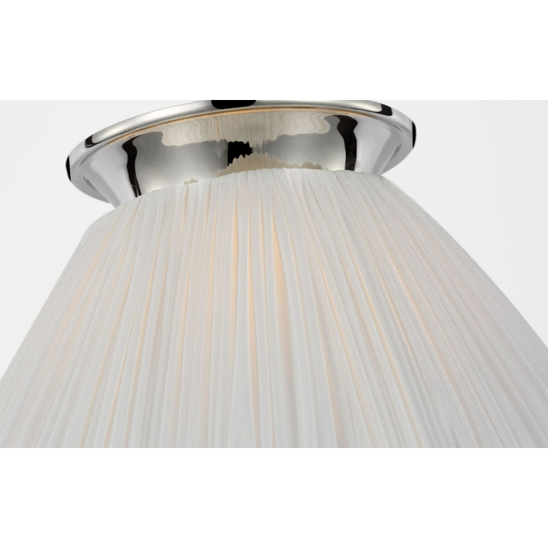Bradley Flush Mount with Scalloped Silk Pleated Shade, Polished Nickel, 6.75" H x 12" W x 12" D