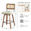 Ensemble de 2 tabourets de bar pivotants à hauteur de comptoir, tabourets de bar modernes de style Mid-Century avec dossier en rotin, tabourets de cuisine en bois massif de 27 pouces de hauteur d'assise, tabourets de bar en similicuir beige-1363287976-1363837252