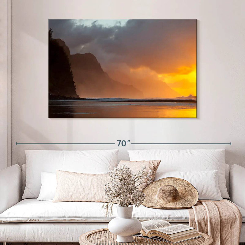 Coucher de soleil Gillard Na Pali, H 32 po x l 48 po