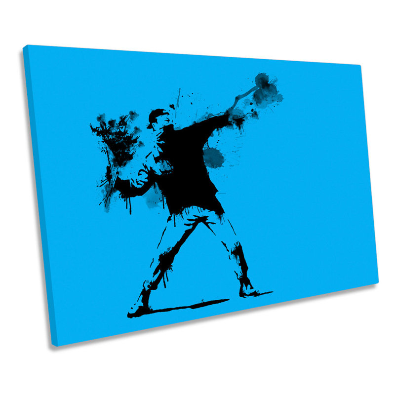 Flower Thrower by Banksy - Wrapped Canvas Print, 30.5cm H x 45.7cm W x 2cm D