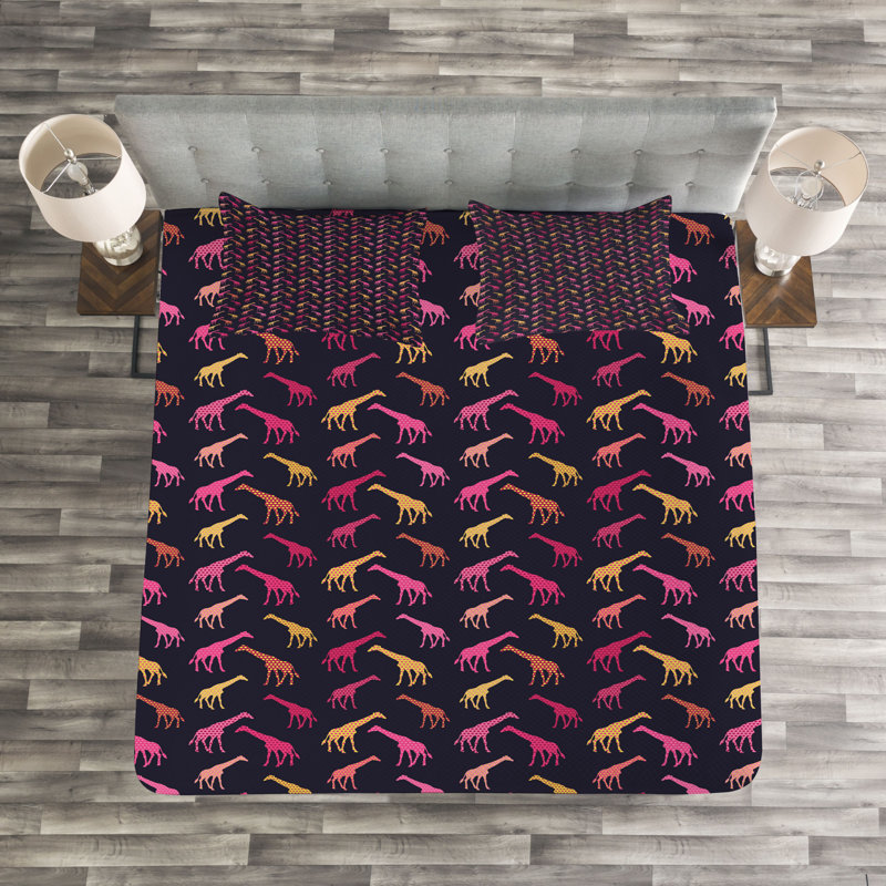Adreanne Purple/Yellow/Pink Microfibre Bedspread Set, 220 x 264 cm