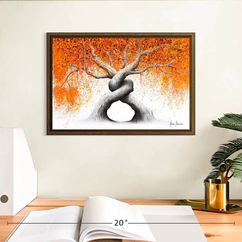 Torsade des arbres d'amour, 13 po x 9 po, Cadre flottant noyer