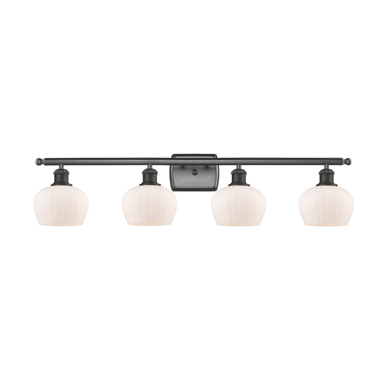 Éclairage de salle de bain à intensité variable 4 lumières Patrina, Ampoule DEL 6 watts Vinage, Bronze huilé, Blanc mat