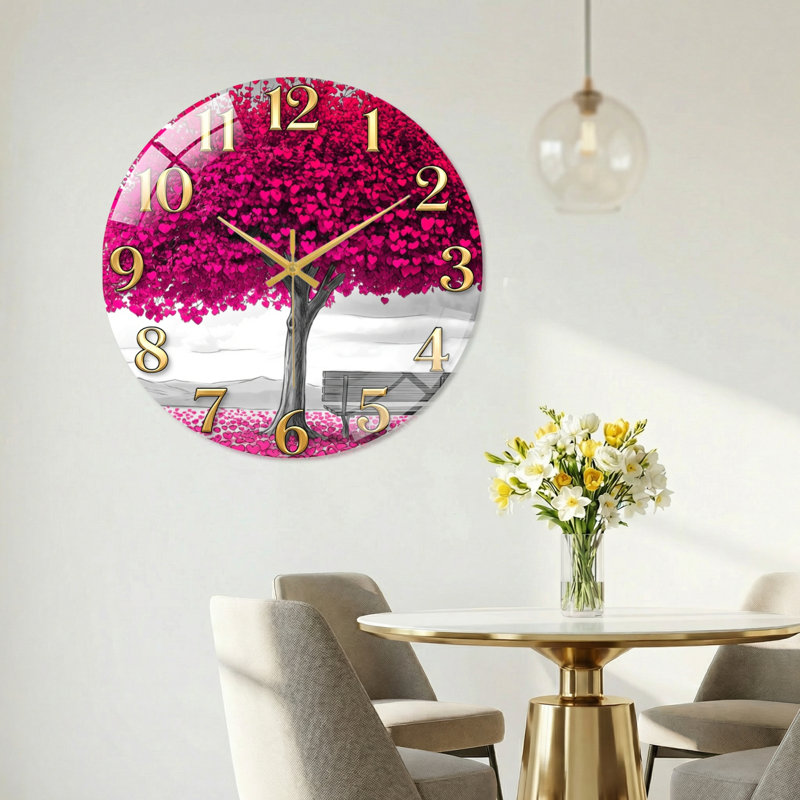 Horloge murale cerise, 60 x 60 cm (23,6 x 23,6 pouces)