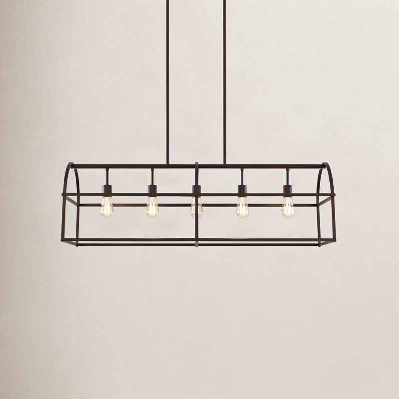 Bryes Hydrangea 5 - Light Kitchen Island Linear Pendant, Bronze