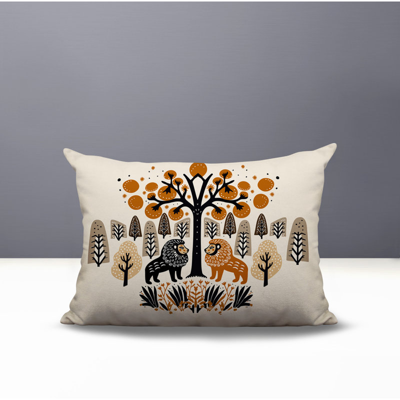 Oreiller rectangulaire intérieur / extérieur Comas Lion, Rectangle H 14 po x l 20 po, Orange
