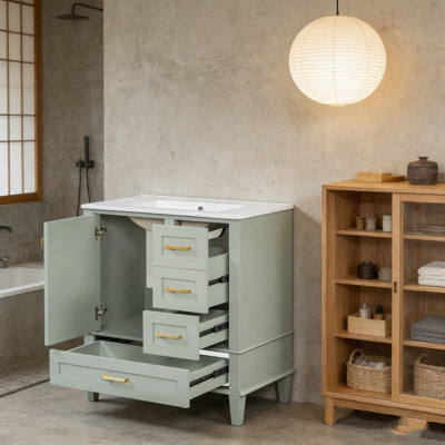 Armoire de salle de bain avec lavabo, porte à fermeture douce et 3 tiroirs
