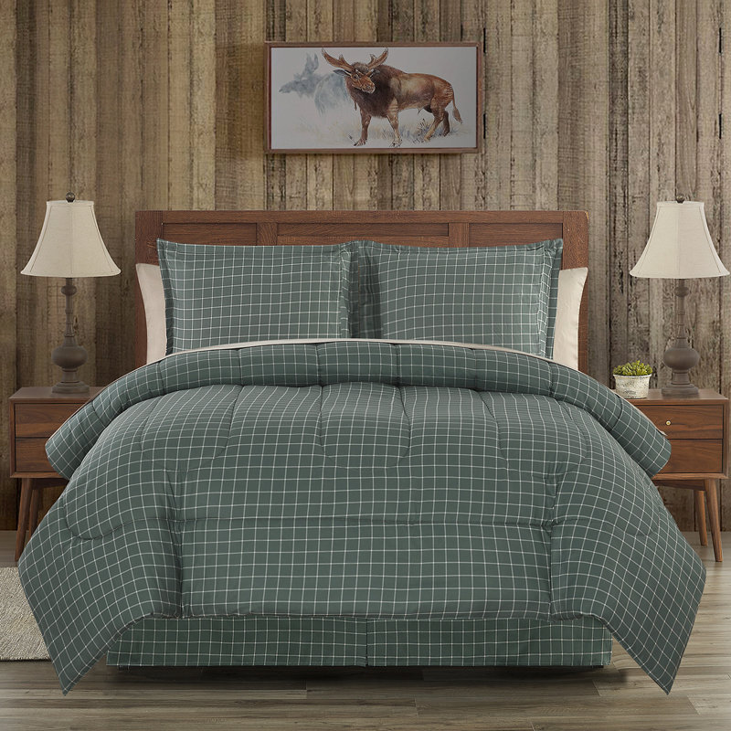 CEDAR COURT Mountainside Tan Ultra Soft Microfiber Reversible Comforter Set, Queen Comforter + 2 Standard Shams