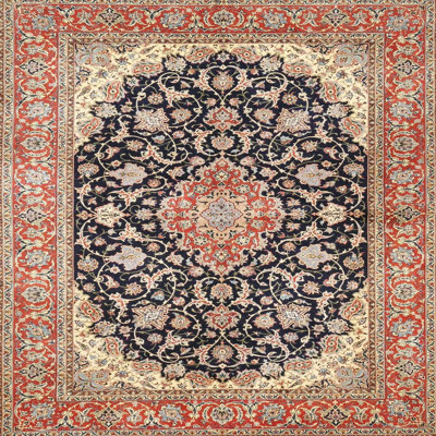 Orange oriental/bleu/beige Tapis décoratif