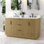 Meuble-lavabo en bois massif l 60 po x H 35 po avec comptoir en quartz blanc Carrera résistant aux taches et lavabo double