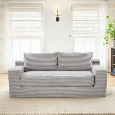 Canapé avec causeuse avec mousse à mémoire de forme et structure en acier - sans assemblage, conception convertible 2-en-1, tissu en velours côtelé - canapé compact pour les petits espaces, les appartements, le bureau à domicile et la chambre à coucher