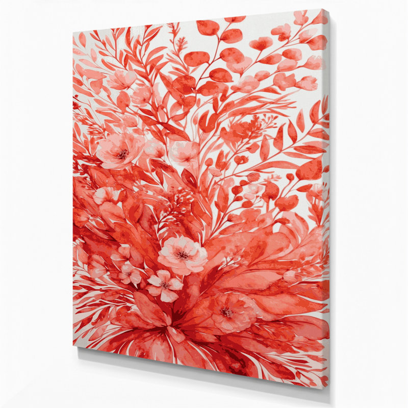 Aquarelle, art floral sur toile rose 90, 11" H x 14" W