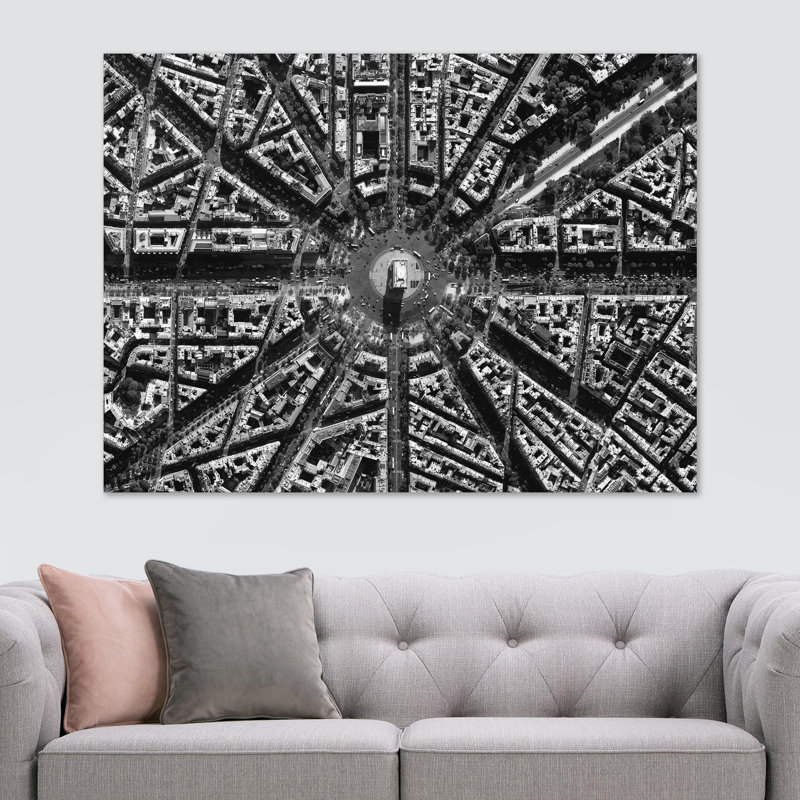 Arc De Triomphe Paris France From Above - Wrapped Canvas Print, 20.5cm H x 31cm W x 4cm D