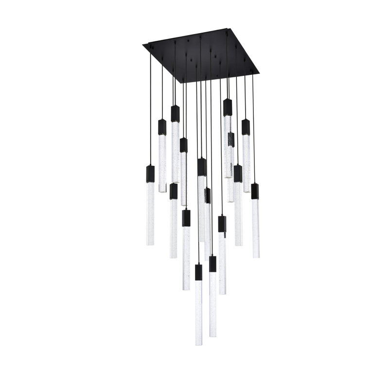 Luminaire suspendu rectangulaire à 16 lumières Aliha, Noir
