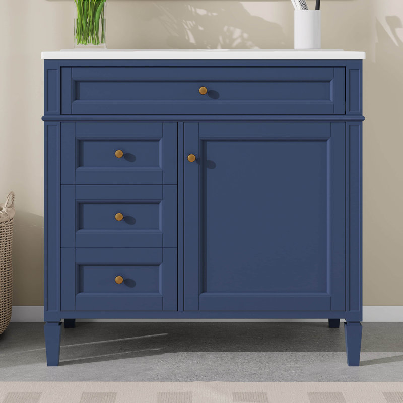 Meuble-lavabo simple 36 po avec meuble-lavabo 36 po avec lavabo 36 po et 2 tiroirs, Bleu