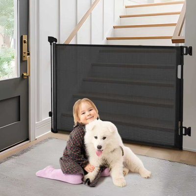 Barrière de bébé réglable pour une utilisation intérieure et extérieure - Barrière de sécurité pour enfants s'étendant jusqu'à 79 pouces de largeur et 41 pouces de hauteur - Barrière d'escalier