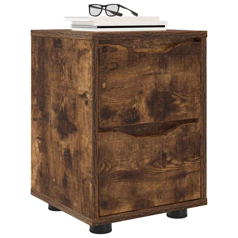 30.5cm W Manufactured Wood Bedside Table, Smoked Oak