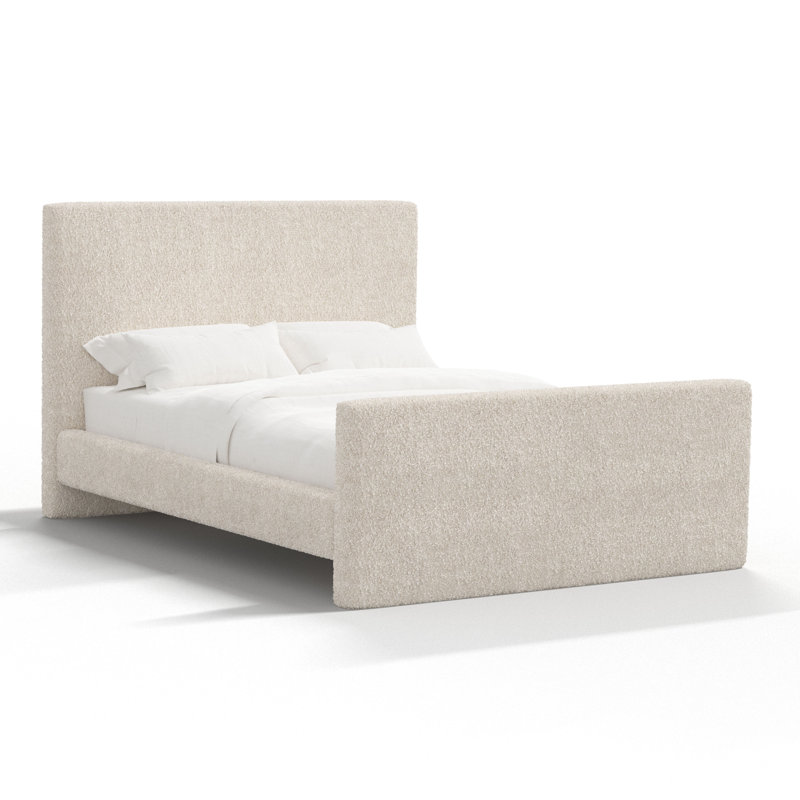 Upholstered Bed, Twin, Plush Ivory Boucle