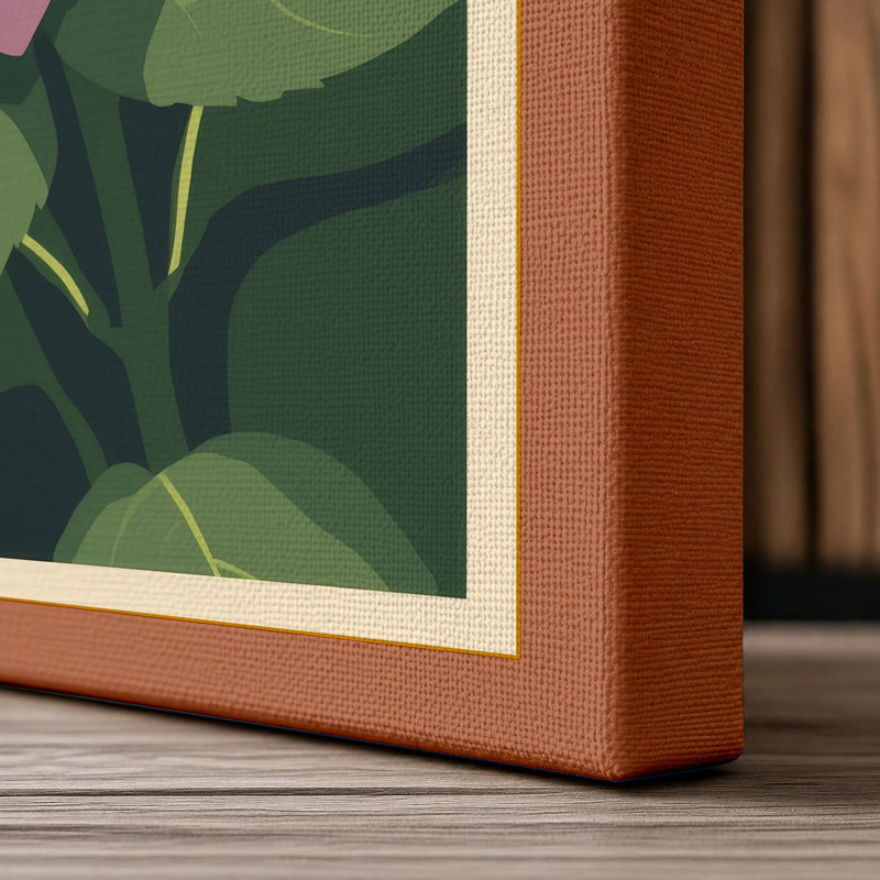 Hydrangea Botanical - Wrapped Canvas, 18x12 - 45.7 x 30.5 cm, Terracotta Border