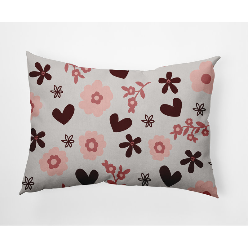 Floral Reversible Throw Pillow, Gray