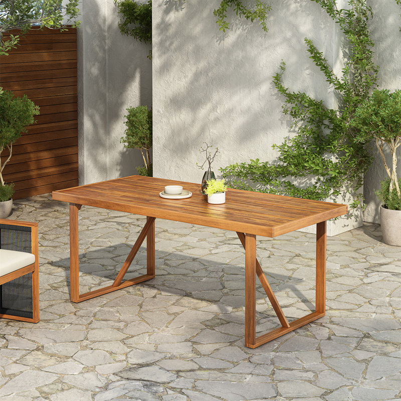 Table de salle à manger d'extérieur en bois d'acacia de 67 po, idéale pour les rassemblements de patio et de jardin