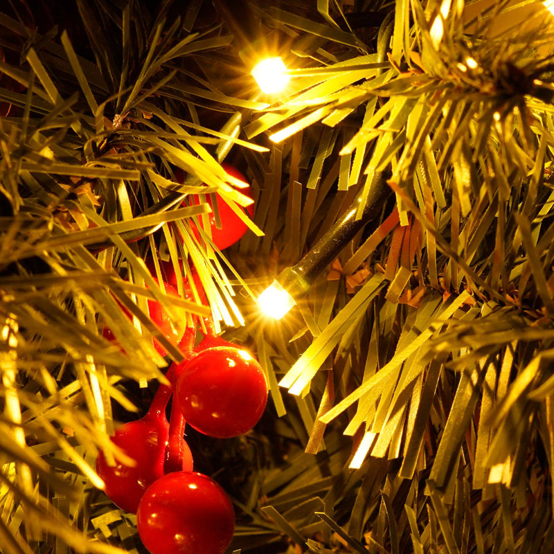 Ensemble de 4 pièces d'arbre de Noël artificiel pré-éclairé, guirlande,  et ensemble de 2 arbres d'entrée avec lumières DEL