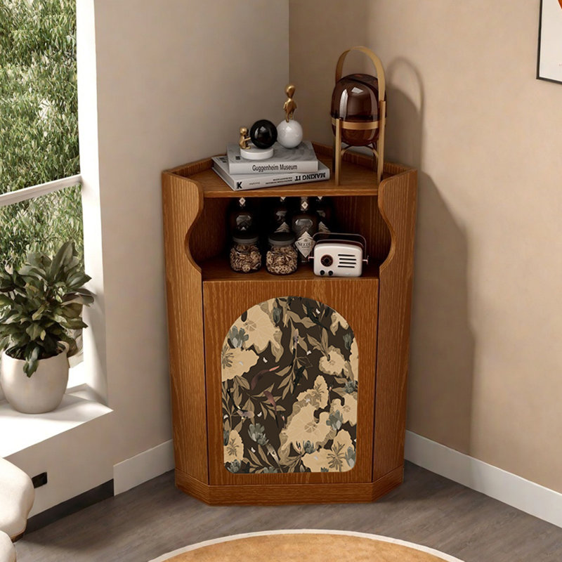 French style art pattern modern corner cabinet, Brown
