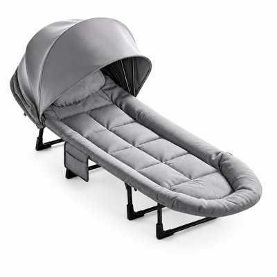 Lit de camping pliable avec pare-soleil amovible et protection contre le vent pour un repos en plein air