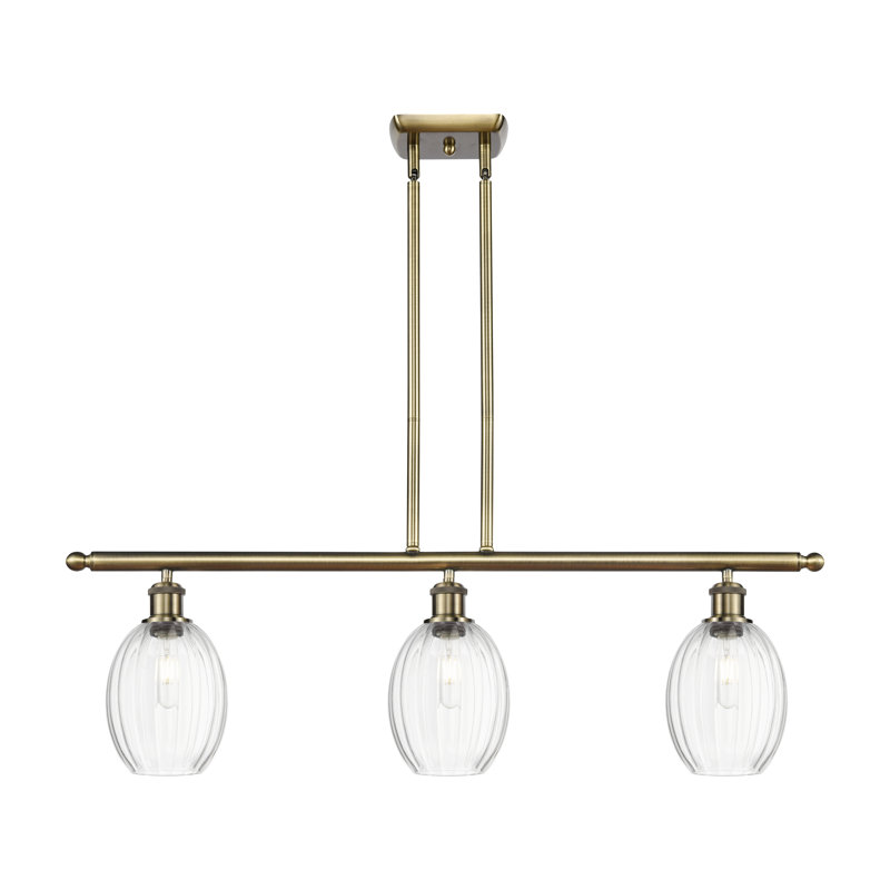 Ballston - Draves - Luminaire suspendu pour îlot de jardin à 3 ampoules, Clair, Laiton antique