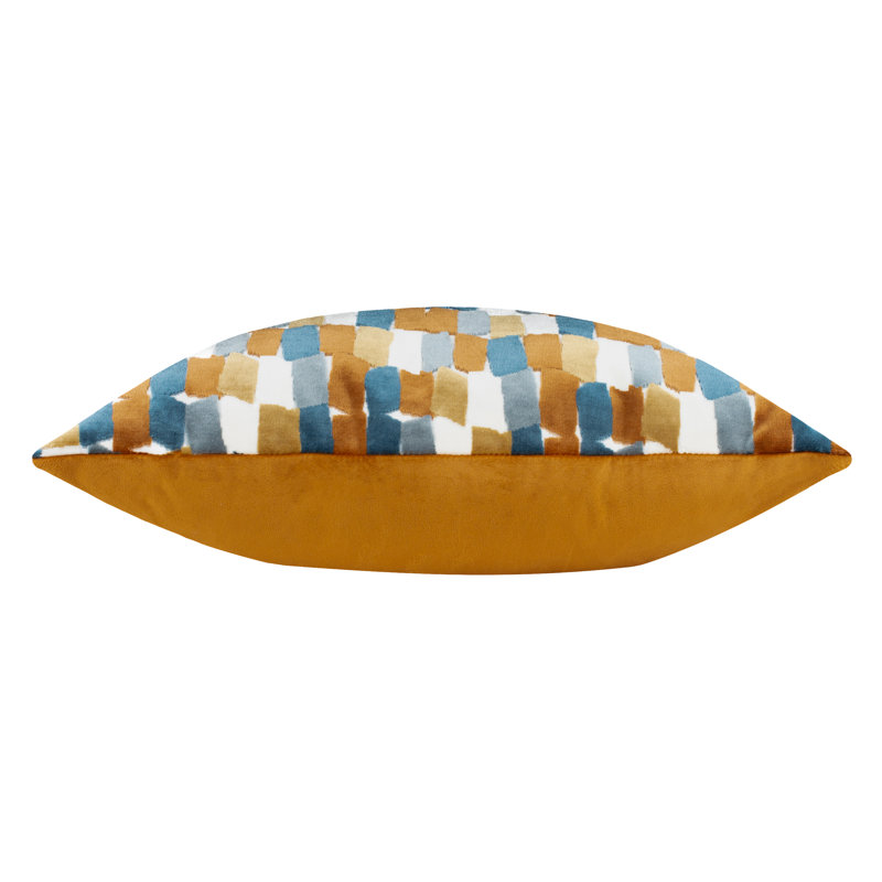 Metro Blocks Abstract Square Cushion, Polyester, Blue/Orange