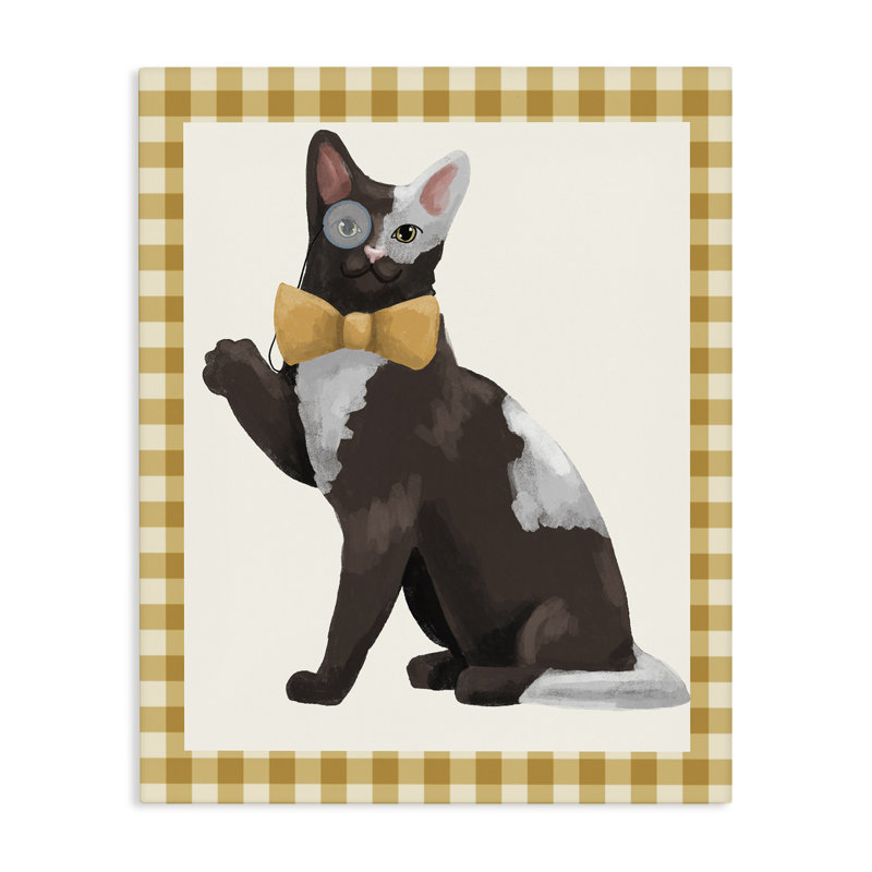Chat Gentleman avec toile Bow, design par Sadie Harper, H 20 po x l 16 po