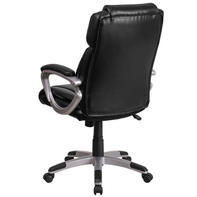 Kalman Mid-Back LeatherSoft Executive Swivel Office Chair with Padded Arms Upper Square Upholstery Color: Black