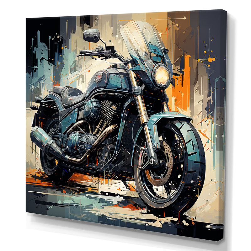 «Blue Chopper Bike Matrix» sur toile, H 16 po x l 16 po x P 1 po, Toile tendue