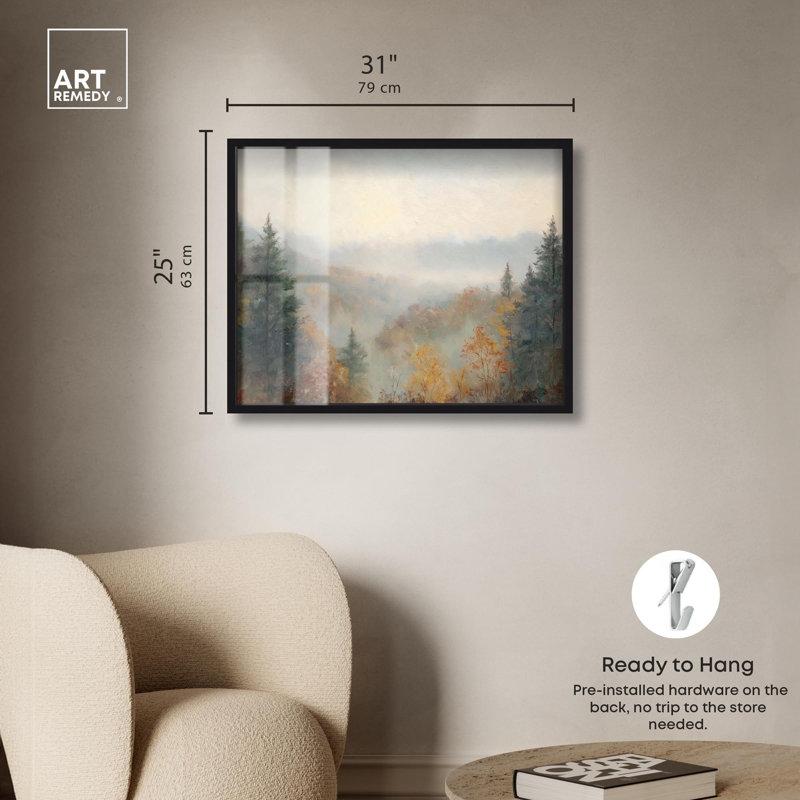«Appalachian Mountains Shadowbox Print» par Art Remedy, H 25 po x l 31 po, Noir