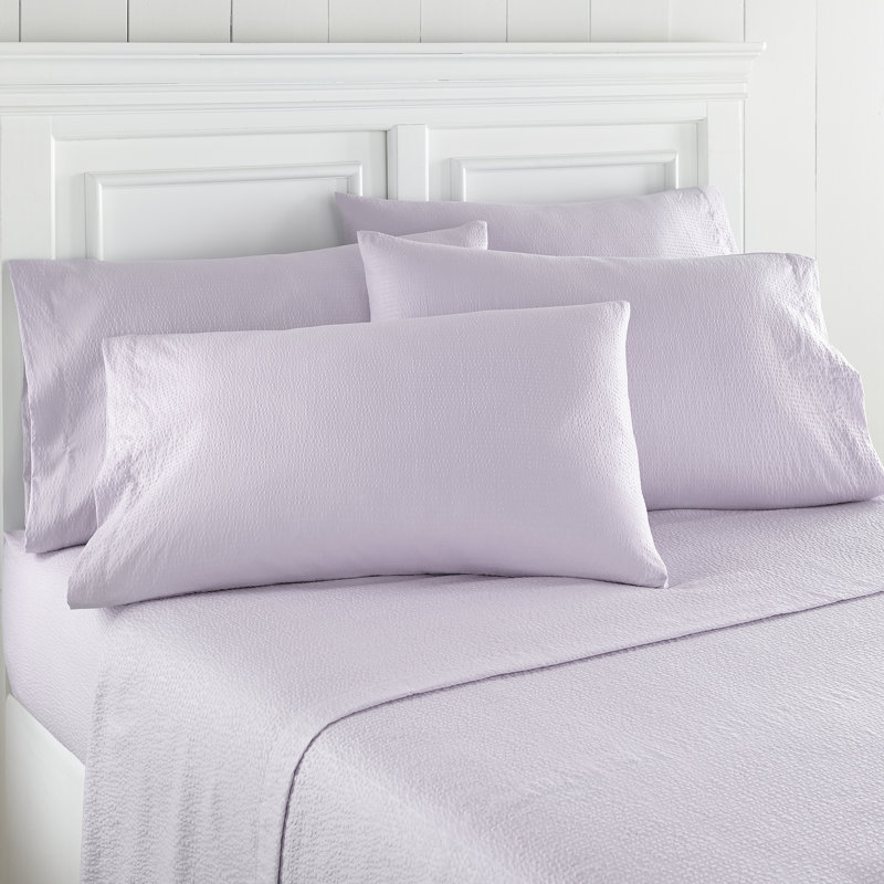 Ensemble de draps Seersucker, Très grand + 4 taies d'oreillers, Lilas